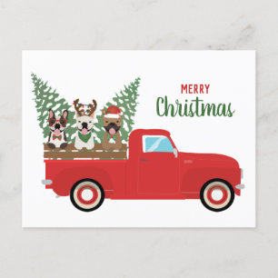 Cartes Pour Fêtes Annuelles Joyeux Noël Chiens de taureaux français Camion de 
