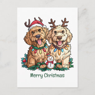 Cartes Pour Fêtes Annuelles Joyeux Noël Chiens Goldendoodle