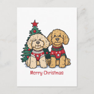 Cartes Pour Fêtes Annuelles Joyeux Noël Chiens Goldendoodle