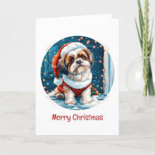 Cartes Pour Fêtes Annuelles Joyeux Noël Chih Tzu Père Noël Chien