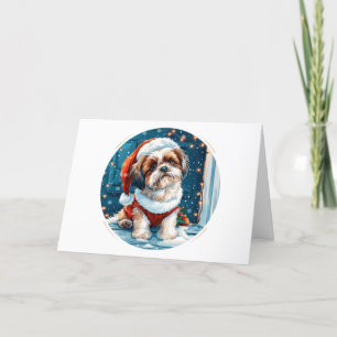 Cartes Pour Fêtes Annuelles Joyeux Noël Chih Tzu Père Noël Chien