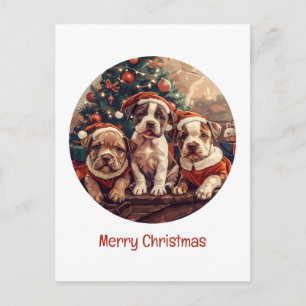 Cartes Pour Fêtes Annuelles Joyeux Noël Chiots Pit Bull