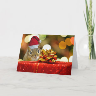 Cartes Pour Fêtes Annuelles Joyeux Noël Chipmunk (Semi-Gloss)
