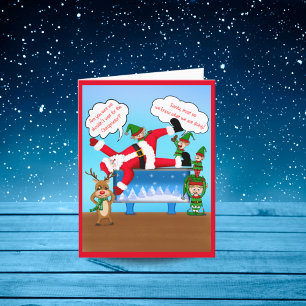 Cartes Pour Fêtes Annuelles Joyeux Noël Chiropracteur Père Noël & Elfes Vacanc