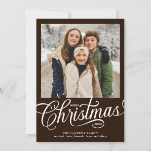 Cartes Pour Fêtes Annuelles Joyeux Noël Chocolat Brun Script Photo