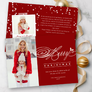 Cartes Pour Fêtes Annuelles Joyeux Noël Classic Script Photo Élégant Chic