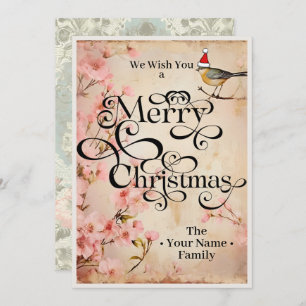 Cartes Pour Fêtes Annuelles Joyeux Noël Classique Fleurs Chic Typographie