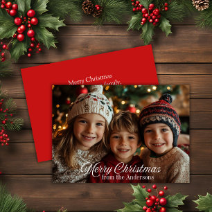 Cartes Pour Fêtes Annuelles Joyeux Noël classique Script photo de famille