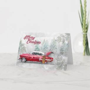 Cartes Pour Fêtes Annuelles Joyeux Noël classique Voiture Aquarelle Croquis ne