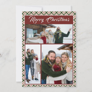 Cartes Pour Fêtes Annuelles Joyeux Noël Collage de photos de famille à carreau
