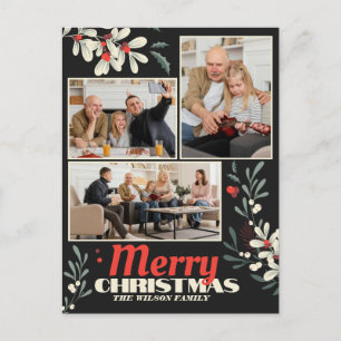 Cartes Pour Fêtes Annuelles Joyeux Noël Collage de photos de famille au feuill