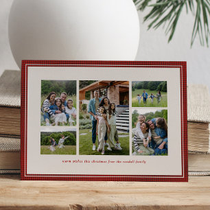 Cartes Pour Fêtes Annuelles Joyeux Noël collage familial six photos rouge