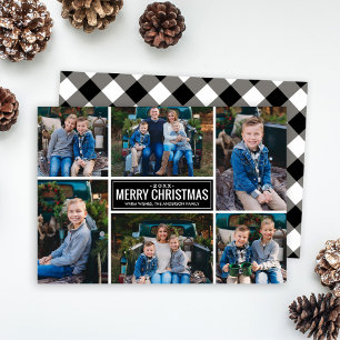 Cartes Pour Fêtes Annuelles Joyeux Noël Collage photo à carreaux noir Buffalo