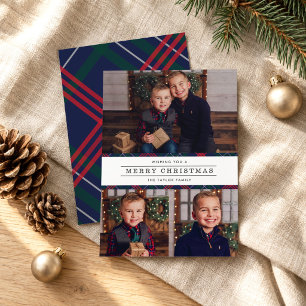 Cartes Pour Fêtes Annuelles Joyeux Noël Collage Photo à carreaux Tartan