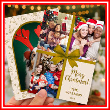 Joyeux Noël Collage Photo Cadeau Élégant Ruban 
