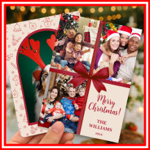 Joyeux Noël Collage Photo Cadeau Élégant Ruban 