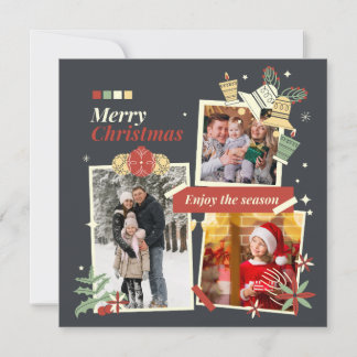 Cartes Pour Fêtes Annuelles Joyeux Noël | Collage photo de famille moderne