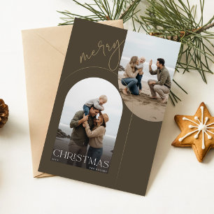 Cartes Pour Fêtes Annuelles Joyeux Noël Collage Photo de Famille Rustique