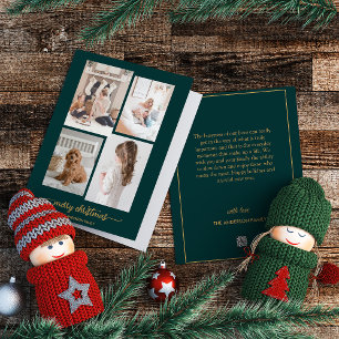 Cartes Pour Fêtes Annuelles Joyeux Noël Collage photo moderne, vert Four