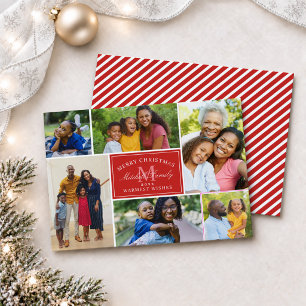 Cartes Pour Fêtes Annuelles Joyeux Noël Collage photo Red Stripe