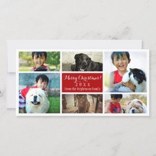 Cartes Pour Fêtes Annuelles Joyeux Noël Collage Six photos de famille