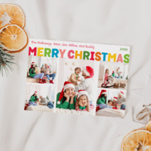 Cartes Pour Fêtes Annuelles Joyeux Noël coloré et brillant Cinq photos