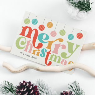 Cartes Pour Fêtes Annuelles Joyeux Noël coloré ornements rétro