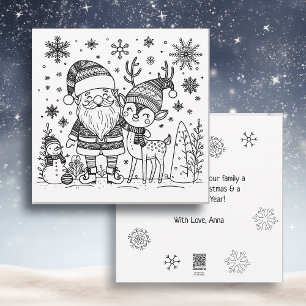 Cartes Pour Fêtes Annuelles Joyeux Noël Colorie Moi   Père Noël et Renne 