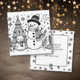 Cartes Pour Fêtes Annuelles Joyeux Noël Coloriez-moi   Bonhomme de neige et la