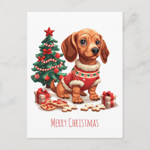 Cartes Pour Fêtes Annuelles Joyeux Noël Cookies de vacances pour chien teckel