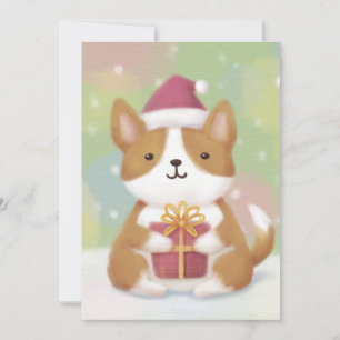 Cartes Pour Fêtes Annuelles Joyeux Noël : Corgi Illustration Art