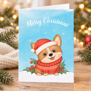 Cartes Pour Fêtes Annuelles Joyeux Noël Corgi Mignon