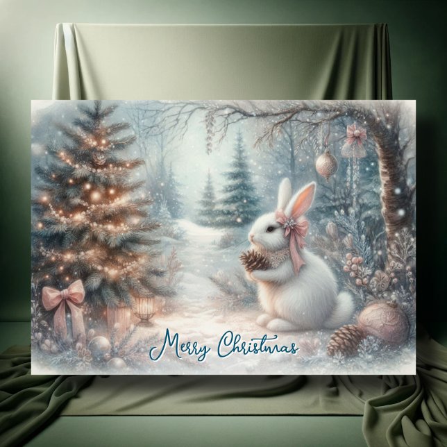 Cartes Pour Fêtes Annuelles Joyeux Noël Cosy Bunny Woodland Découpage (Créateur téléchargé)