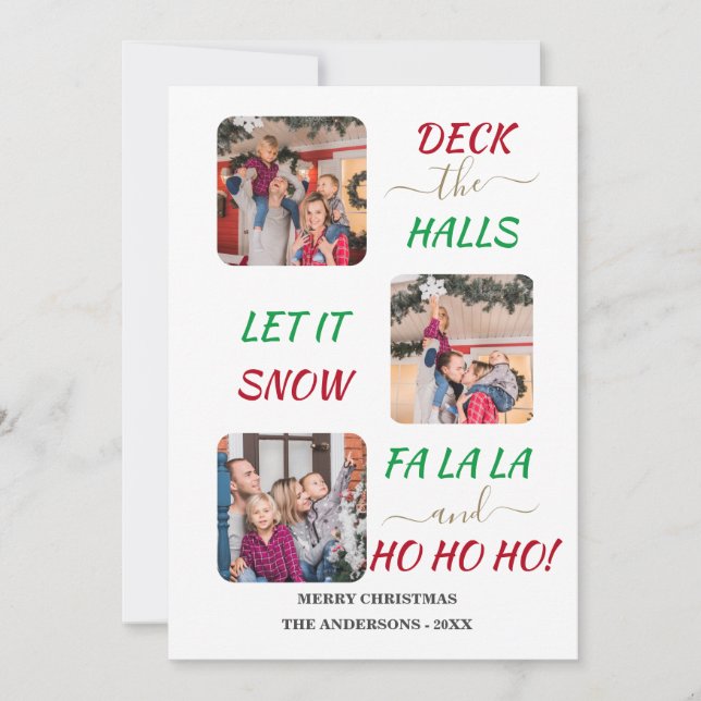 Cartes Pour Fêtes Annuelles Joyeux Noël Couleur Trois Photos Charmant  (Devant)