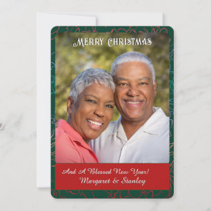 Cartes Pour Fêtes Annuelles Joyeux Noël Couple Famille Photo Vert