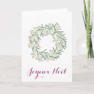 Cartes Pour Fêtes Annuelles Joyeux Noël, couronne de Noël française