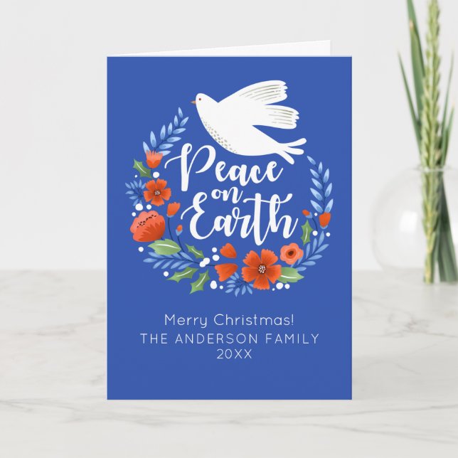 Cartes Pour Fêtes Annuelles Joyeux Noël Couronne Fleurie Photo (Devant)