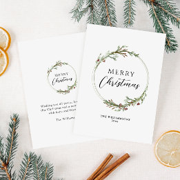 Cartes Pour Fêtes Annuelles Joyeux Noël Couronne Minimaliste Aquarelle