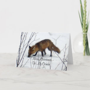 Cartes Pour Fêtes Annuelles Joyeux Noël Cousin-Fox en neige