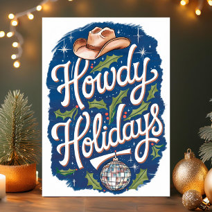 Cartes Pour Fêtes Annuelles Joyeux Noël Cowboy Boule Disco Noël
