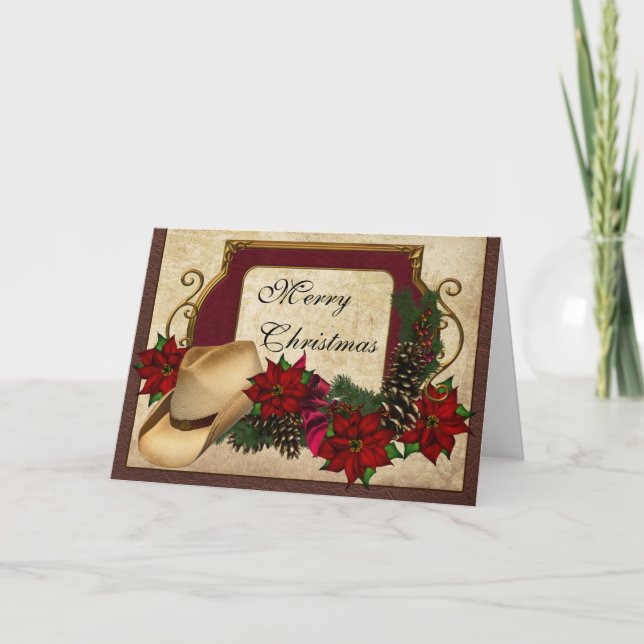 Cartes Pour Fêtes Annuelles Joyeux Noël Cowboy (cowgirl) (Devant)
