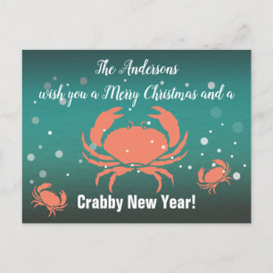 Cartes Pour Fêtes Annuelles Joyeux Noël Crabby Nouvel An !