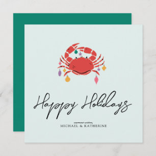 Cartes Pour Fêtes Annuelles Joyeux Noël   Crabe de plage de vacances