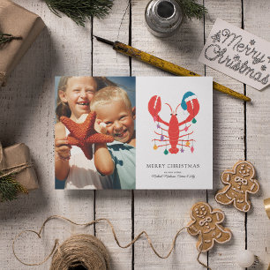 Cartes Pour Fêtes Annuelles Joyeux Noël Crabe homard de plage de vacances