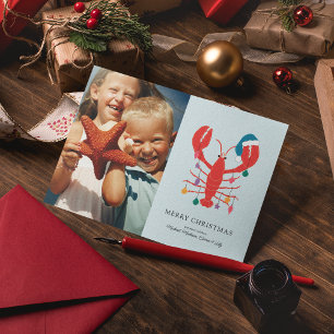 Cartes Pour Fêtes Annuelles Joyeux Noël   Crabe homard de plage de vacances