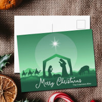 Joyeux Noël Crèche Vert Religieux