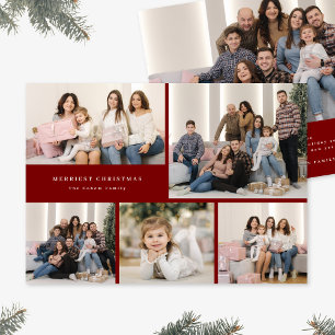 Cartes Pour Fêtes Annuelles Joyeux Noël crème cinq collage photo rouge