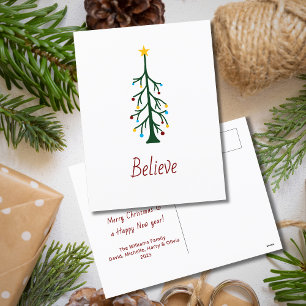 Cartes Pour Fêtes Annuelles Joyeux Noël Croire arbre À feuillage persistant mo