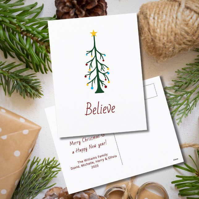 Cartes Pour Fêtes Annuelles Joyeux Noël Croire arbre À feuillage persistant mo (Créateur téléchargé)