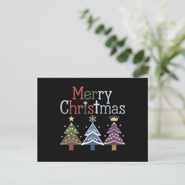 Cartes Pour Fêtes Annuelles Joyeux Noël Croix Noël Arbre Rétro (Debout devant)